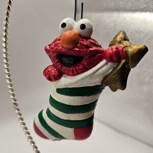 Elmo Holiday Ornament With Stocking & Bow By Jim Henson 1996 Christmas Decoratio